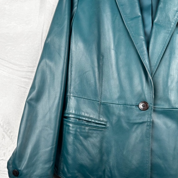 Jones New York Leather Jacket Women’s Beautiful Turquoise Color size US 12 - Picture 9 of 15